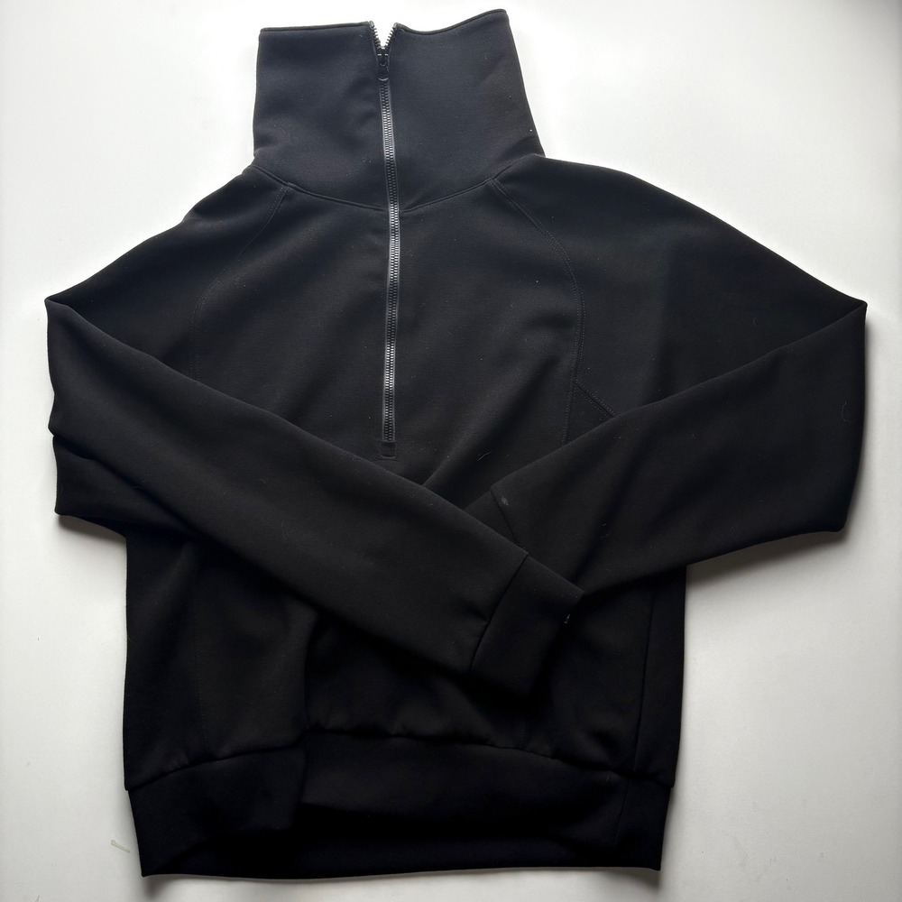 ANTABESS Black High Neck Women's L Quarter Zip Long Sleeve Athletic Pullover Top